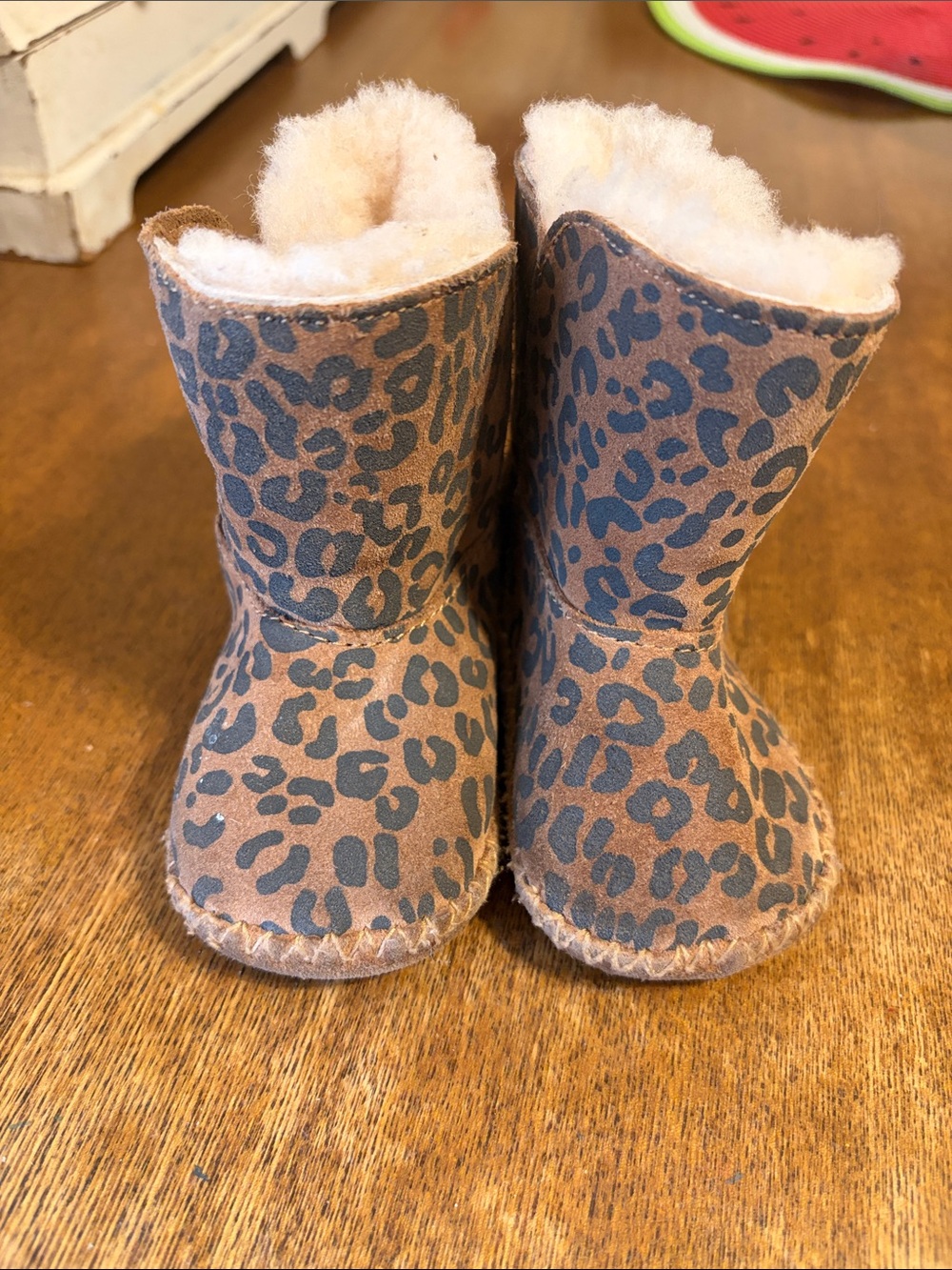 UGG Kids Leopard Print Sheepskin Boots - Brown and Black